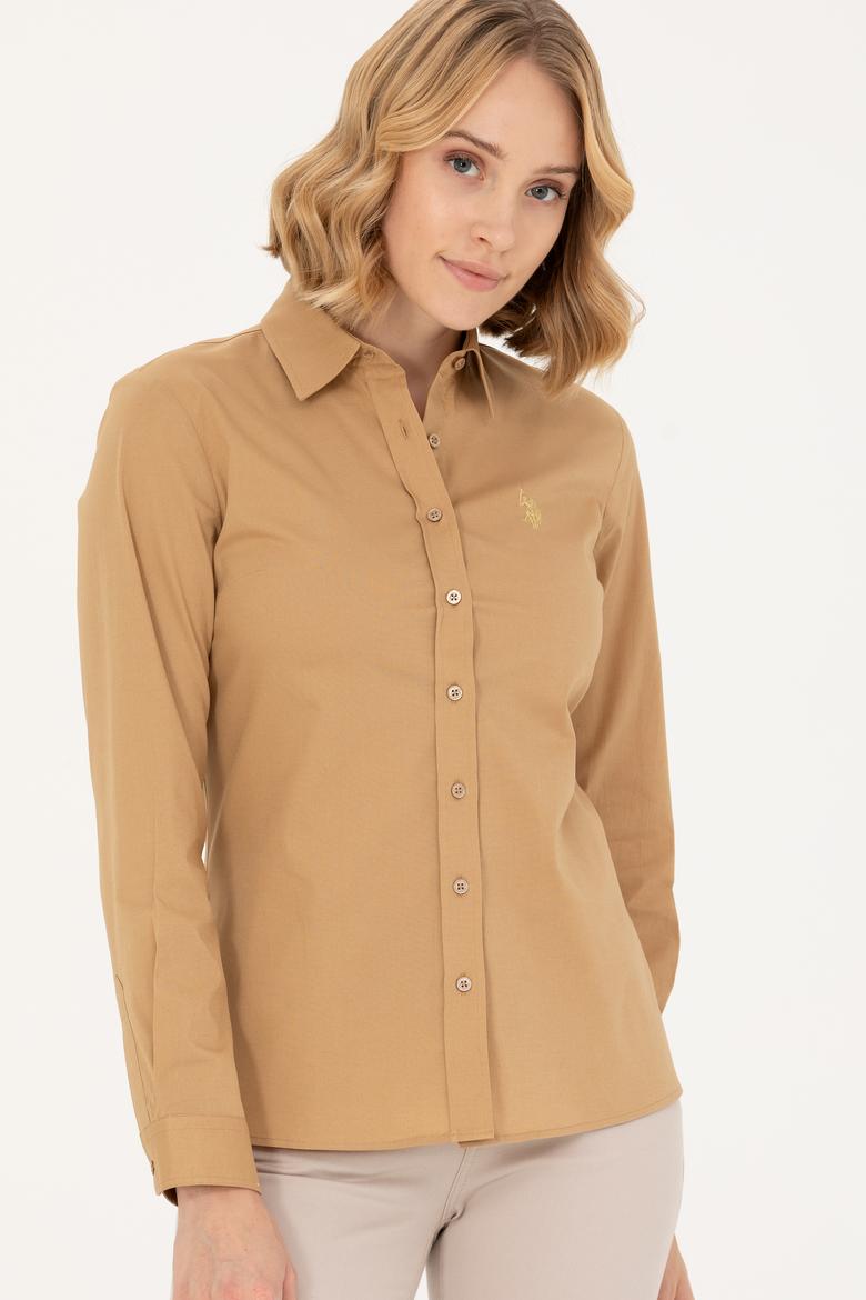 Kadın Camel Uzun Kollu Basic Gömlek - 50262946077