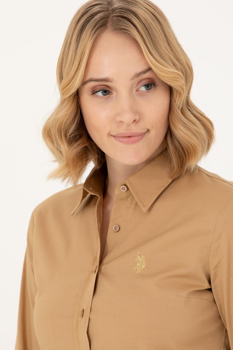 Kadın Camel Uzun Kollu Basic Gömlek - 50262946077