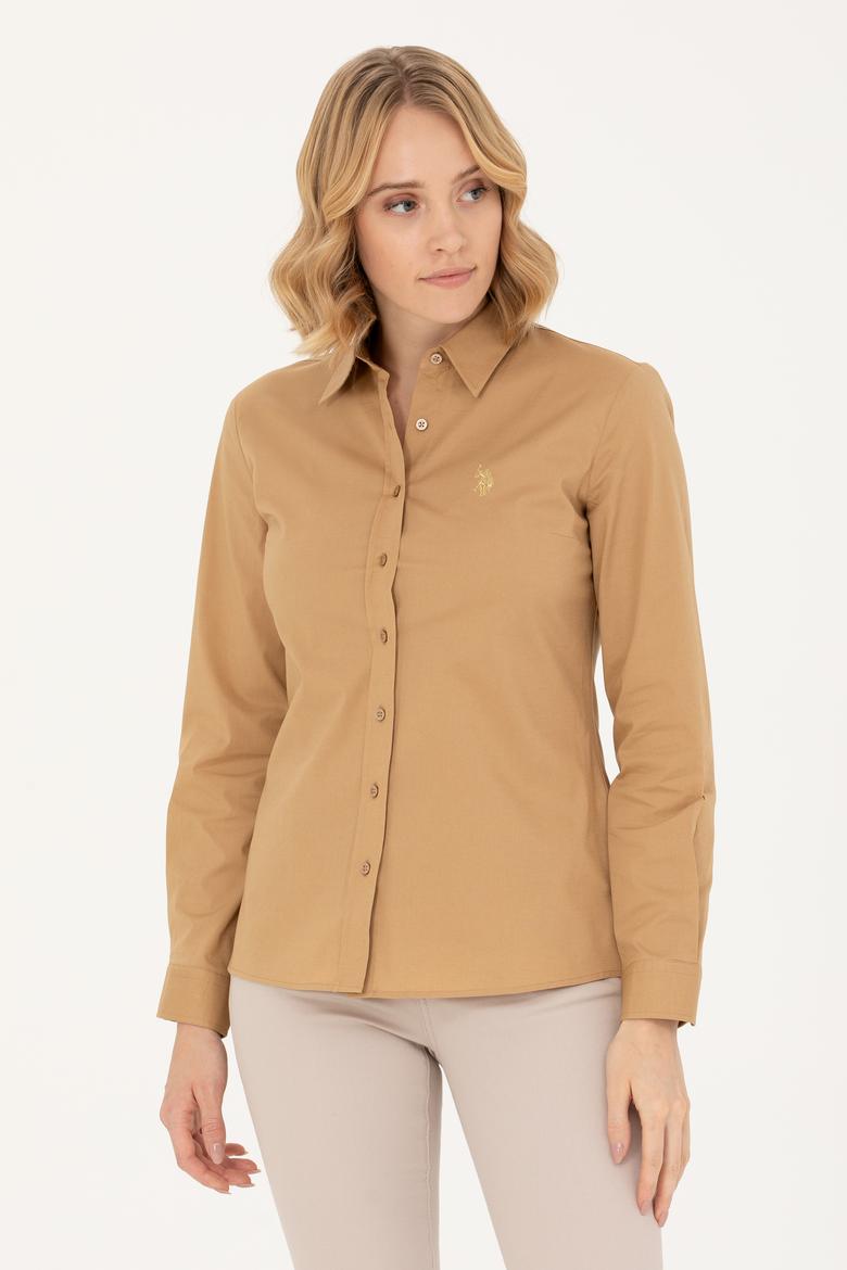Kadın Camel Uzun Kollu Basic Gömlek