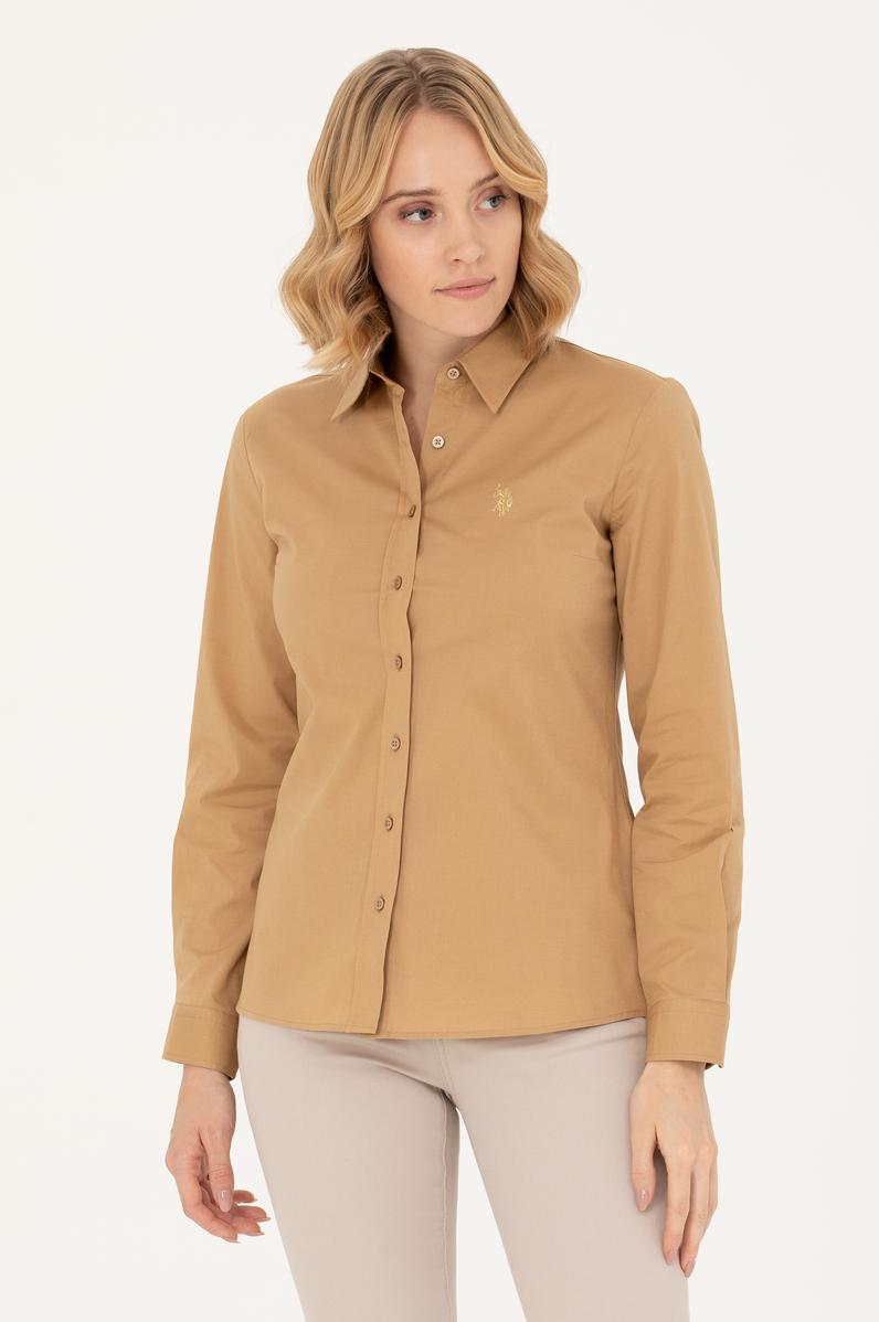 Kadın Camel Uzun Kollu Basic Gömlek