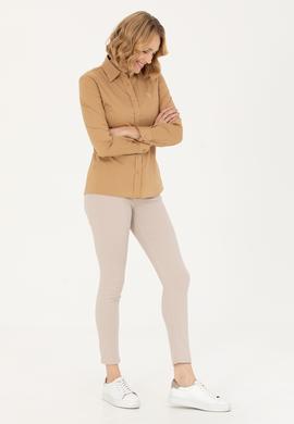 Kadın Camel Uzun Kollu Basic Gömlek - 50262946077
