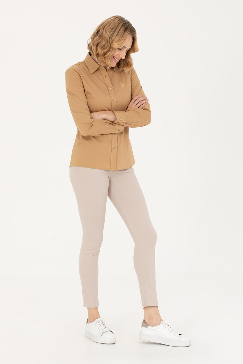 Kadın Camel Uzun Kollu Basic Gömlek - 50262946077