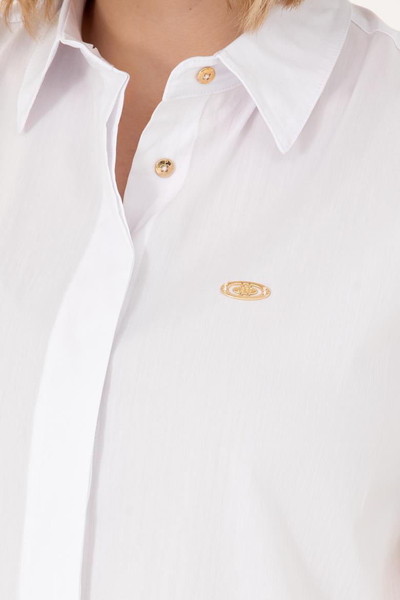 Kadın Beyaz Kısa Kollu Gömlek - 50264219001