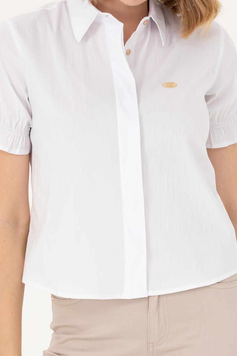 Kadın Beyaz Kısa Kollu Gömlek - 50264219001