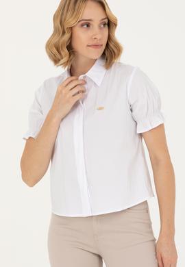 Kadın Beyaz Kısa Kollu Gömlek - 50264219001