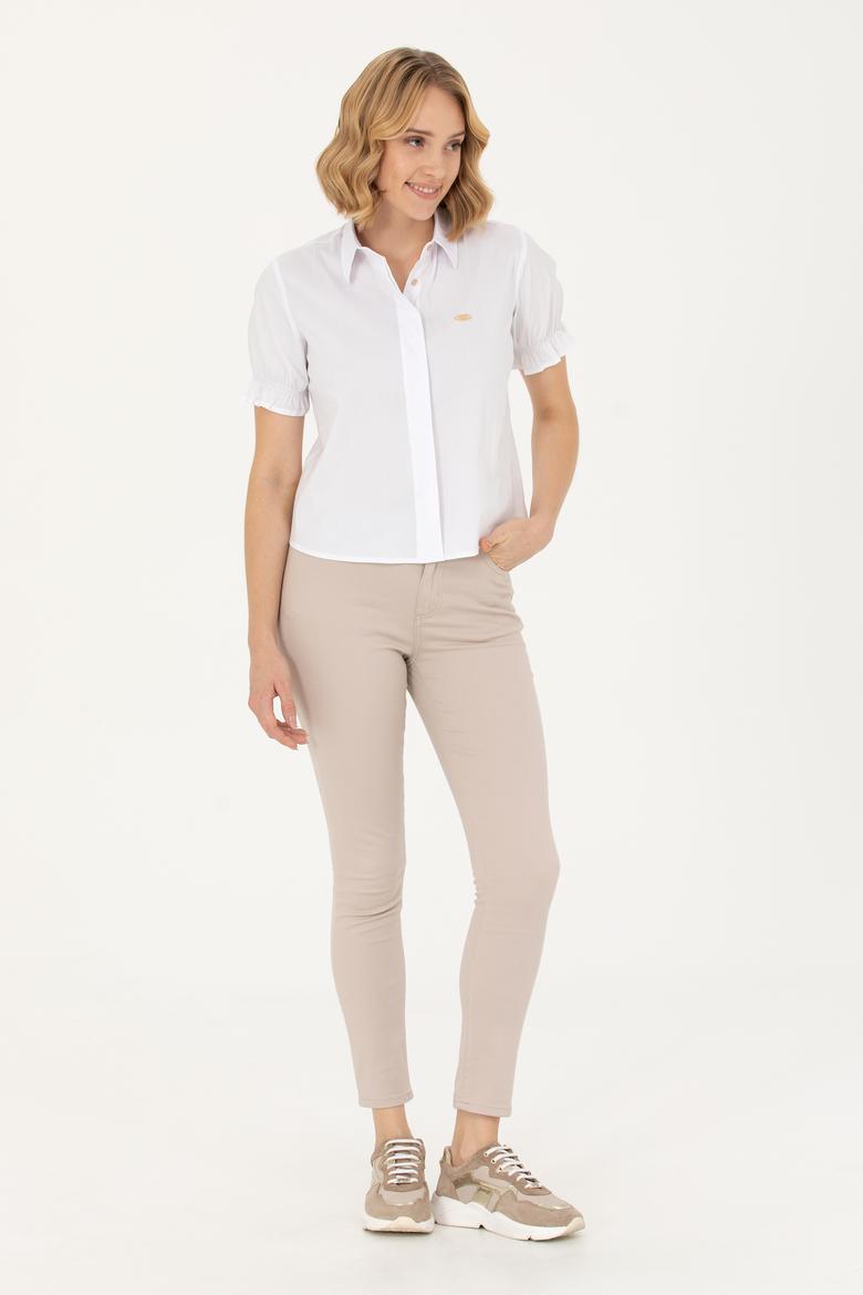 Kadın Beyaz Kısa Kollu Gömlek - 50264219001