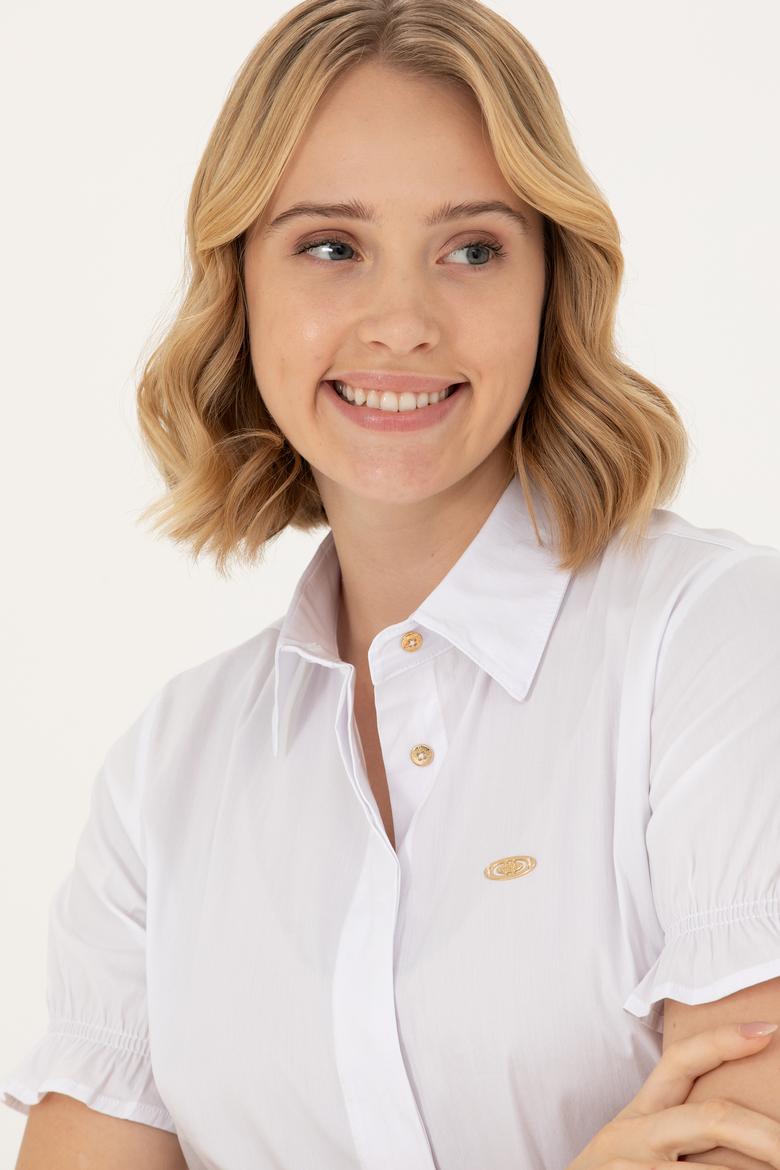 Kadın Beyaz Kısa Kollu Gömlek - 50264219001