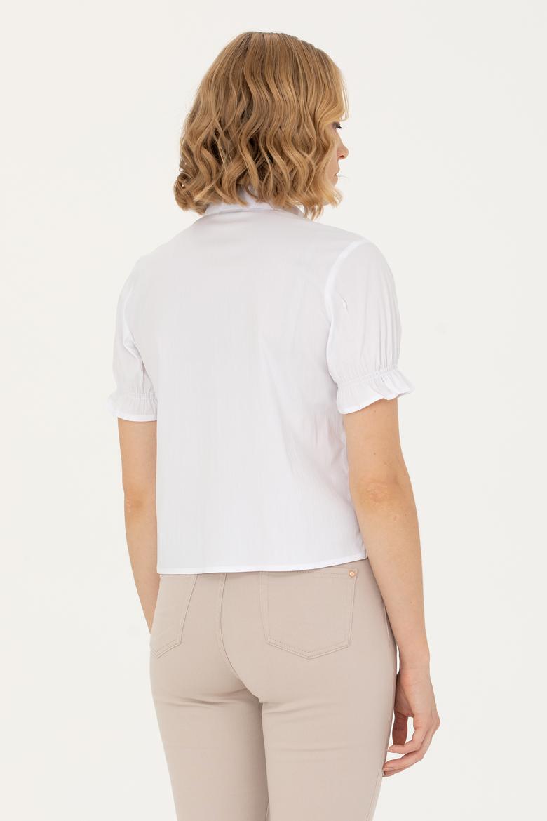 Kadın Beyaz Kısa Kollu Gömlek - 50264219001