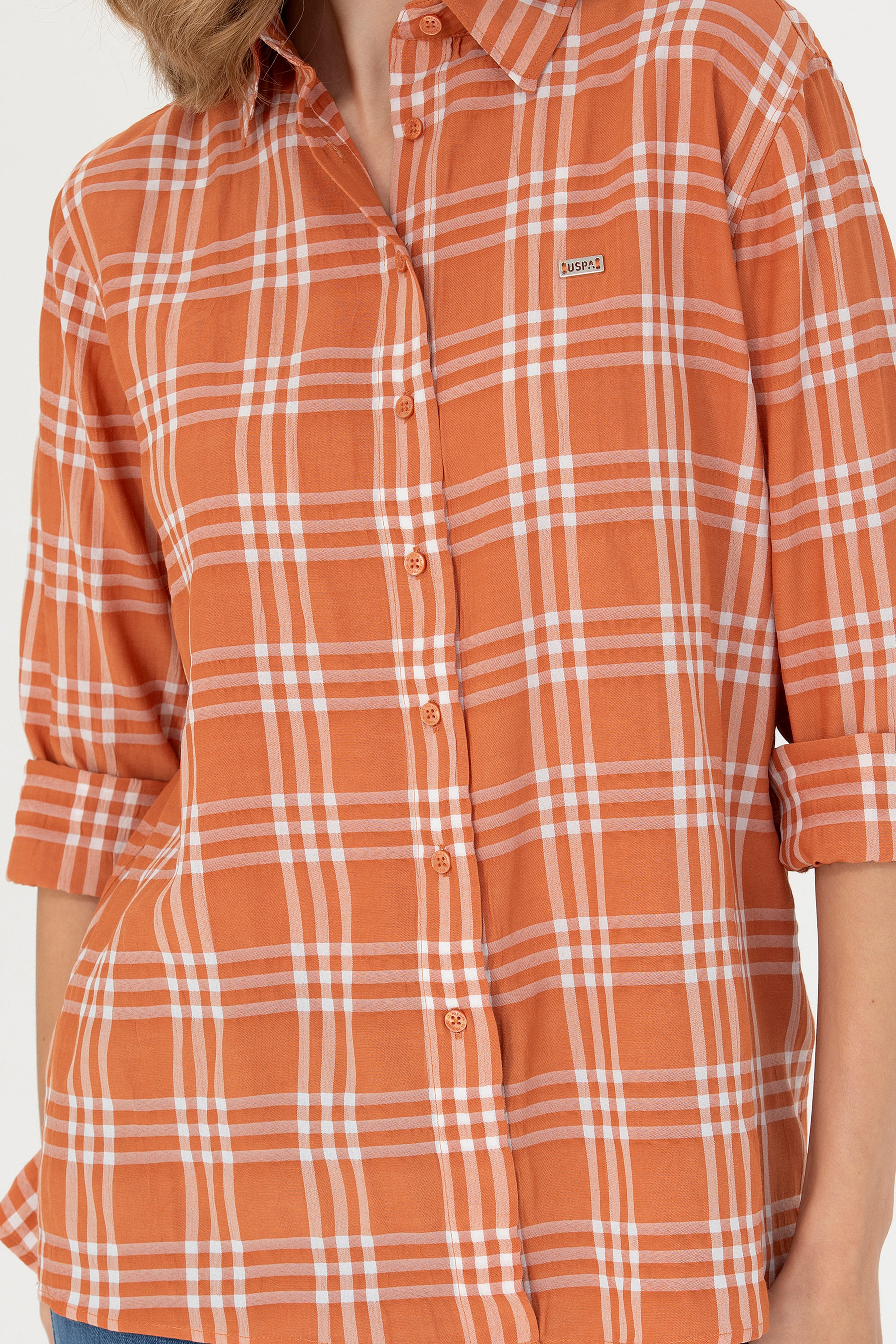 Kadın Kiremit Uzun Kollu Gömlek - Image 6