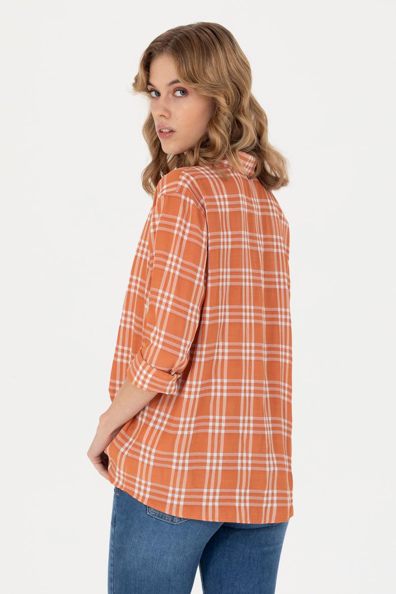 Kadın Kiremit Uzun Kollu Gömlek - 50264951012