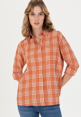 Kadın Kiremit Uzun Kollu Gömlek - 50264951012