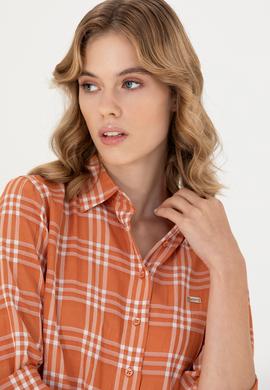 Kadın Kiremit Uzun Kollu Gömlek - 50264951012