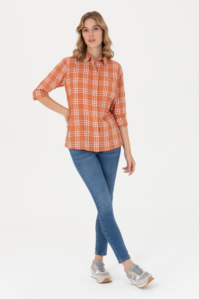 Kadın Kiremit Uzun Kollu Gömlek - 50264951012