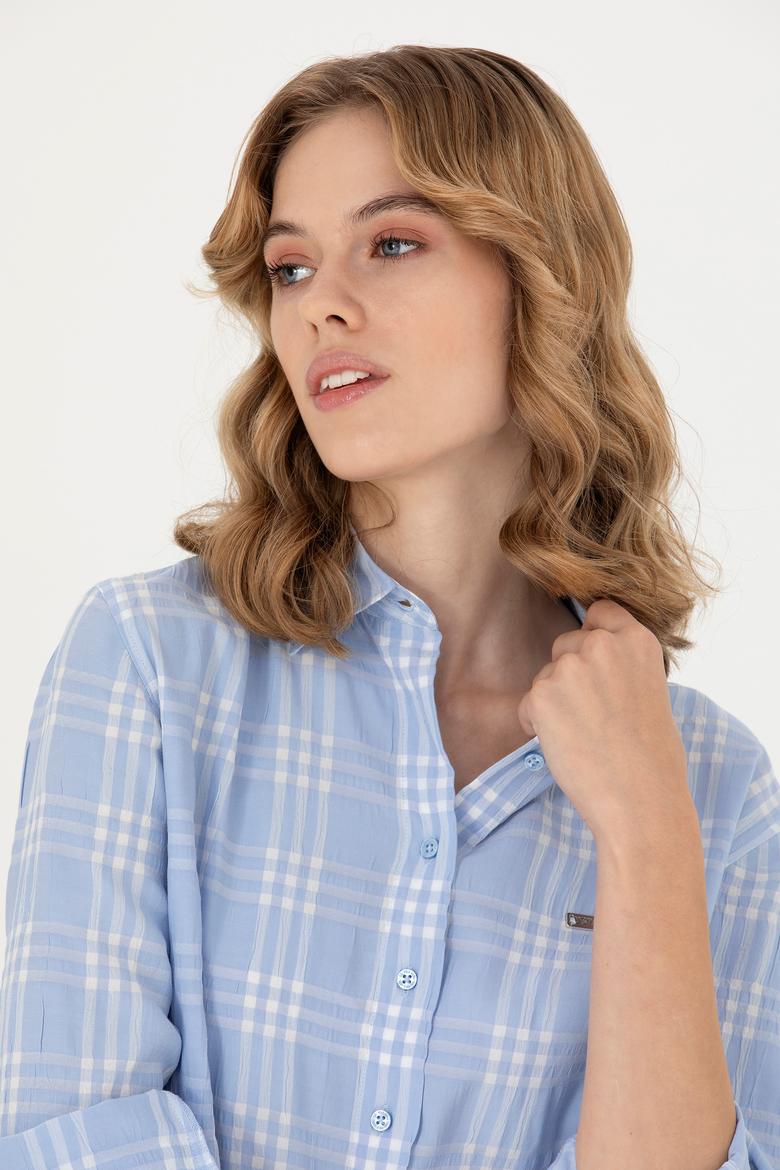 Kadın Mavi Uzun Kollu Gömlek - 50264951037