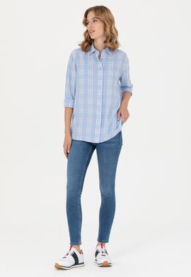 Kadın Mavi Uzun Kollu Gömlek - 50264951037