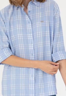 Kadın Mavi Uzun Kollu Gömlek - 50264951037