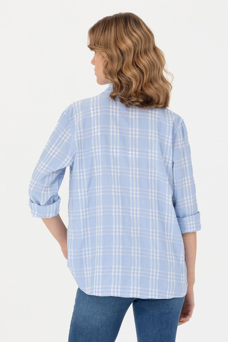 Kadın Mavi Uzun Kollu Gömlek - 50264951037