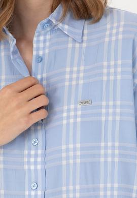 Kadın Mavi Uzun Kollu Gömlek - 50264951037