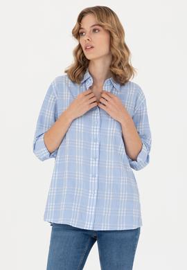 Kadın Mavi Uzun Kollu Gömlek - 50264951037