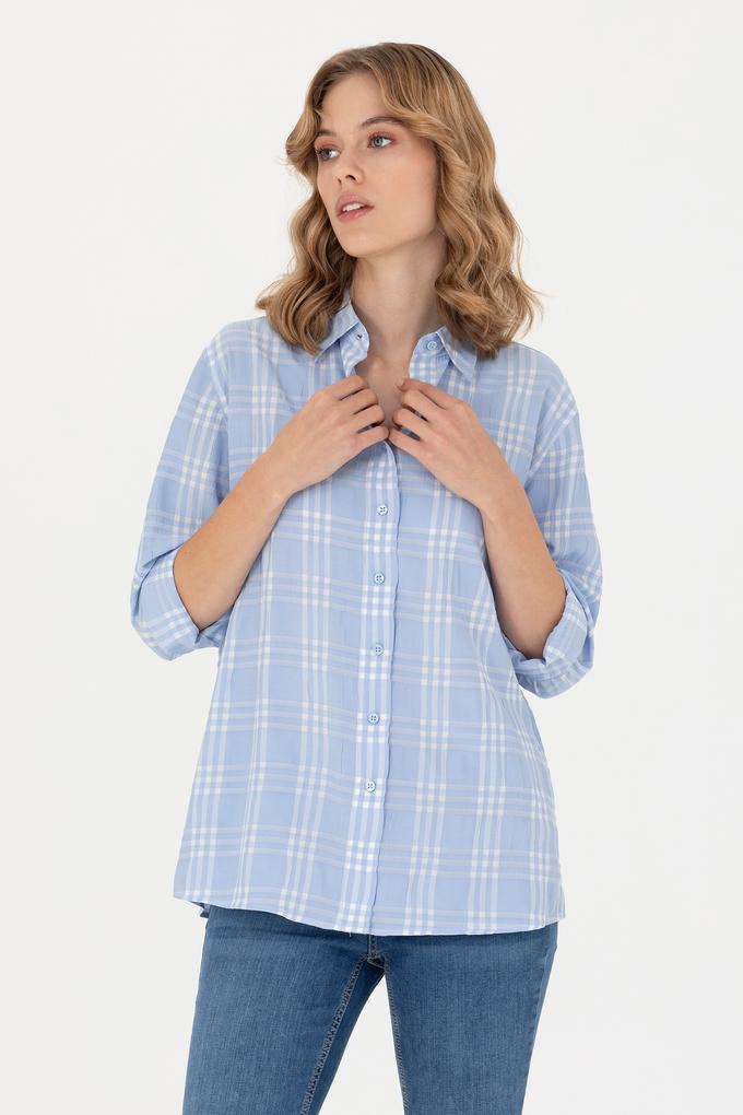 Kadın Mavi Uzun Kollu Gömlek