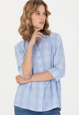 Kadın Mavi Uzun Kollu Gömlek - 50264951037