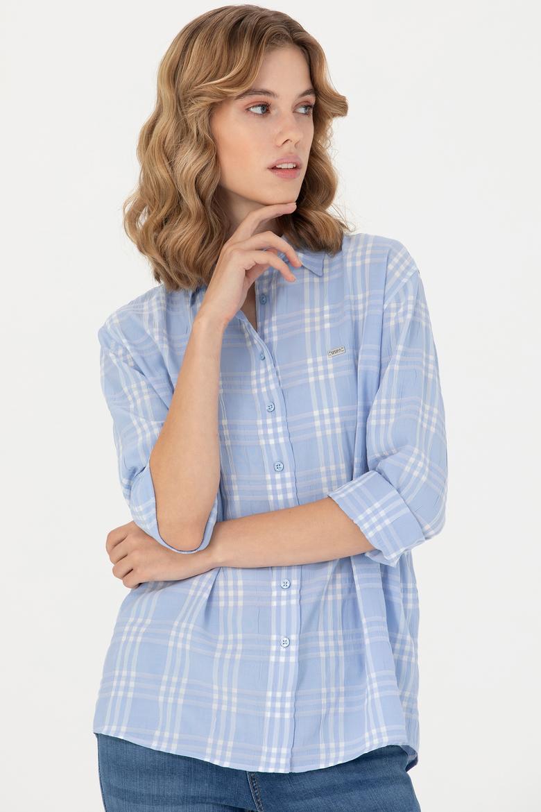 Kadın Mavi Uzun Kollu Gömlek - 50264951037