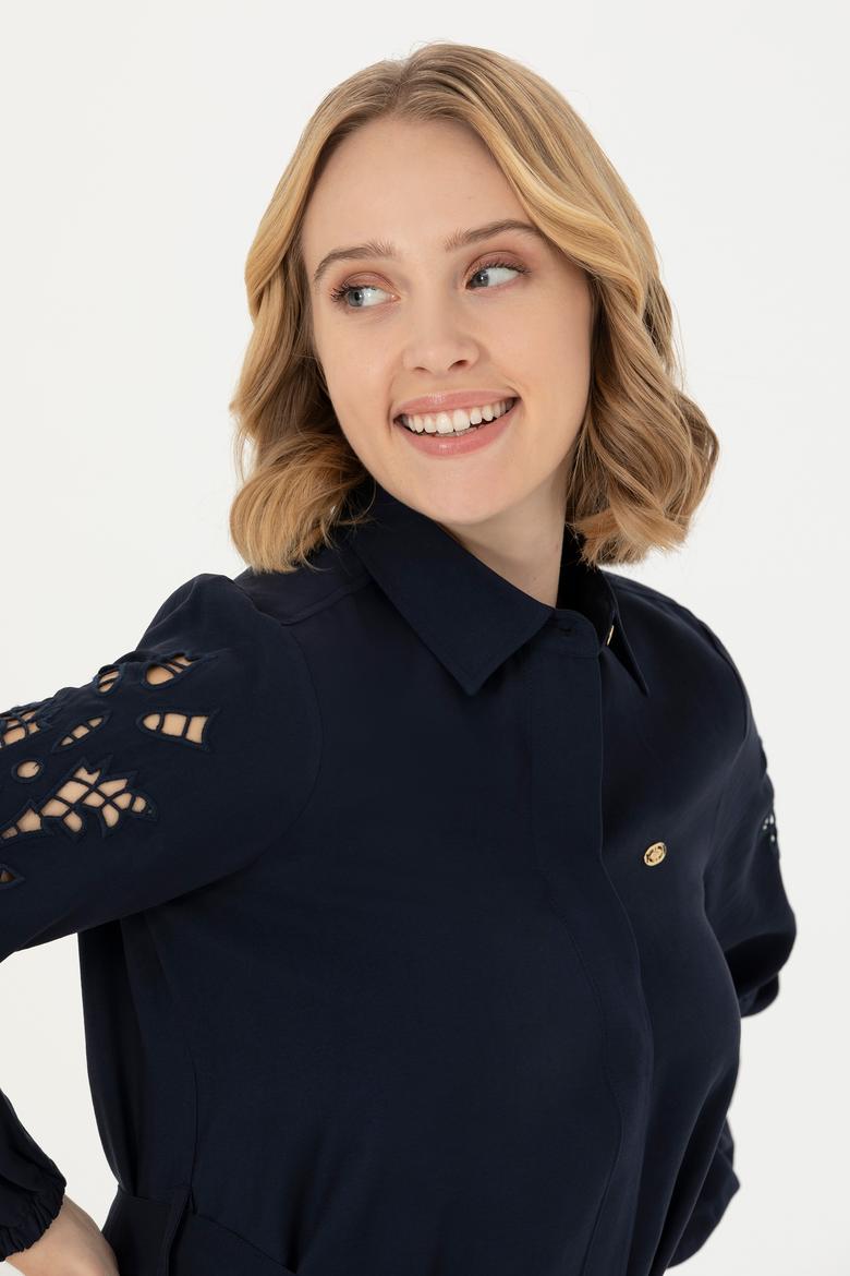 Kadın Lacivert Dokuma Elbise - 50271167002