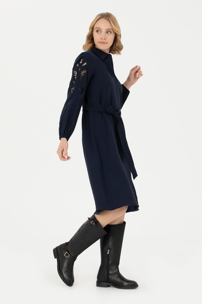 Kadın Lacivert Dokuma Elbise - 50271167002