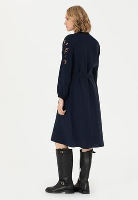 Kadın Lacivert Dokuma Elbise - 50271167002
