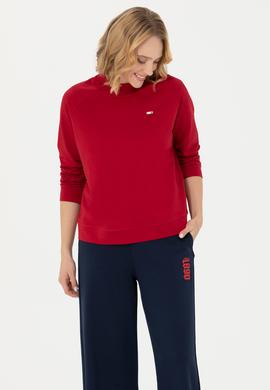 Kadın Kırmızı Bisiklet Yaka Sweatshirt - 50276027020