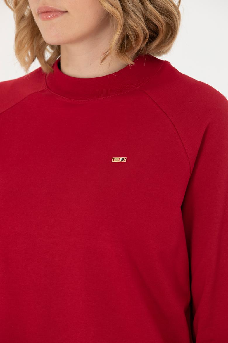 Kadın Kırmızı Bisiklet Yaka Sweatshirt - 50276027020