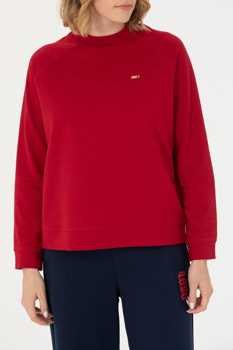 Kadın Kırmızı Bisiklet Yaka Sweatshirt - 50276027020