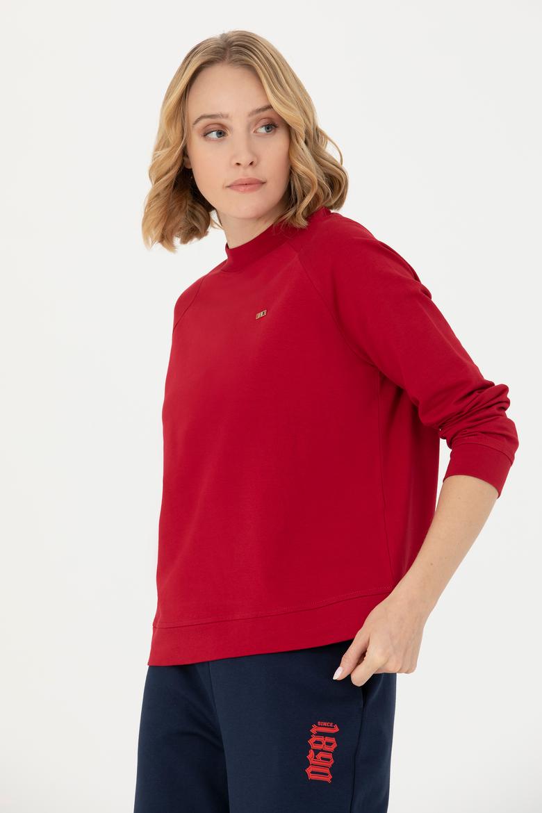 Kadın Kırmızı Bisiklet Yaka Sweatshirt - 50276027020