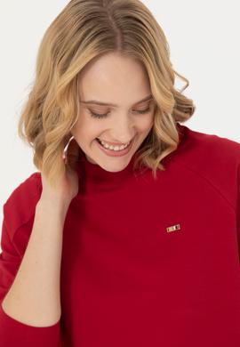 Kadın Kırmızı Bisiklet Yaka Sweatshirt - 50276027020