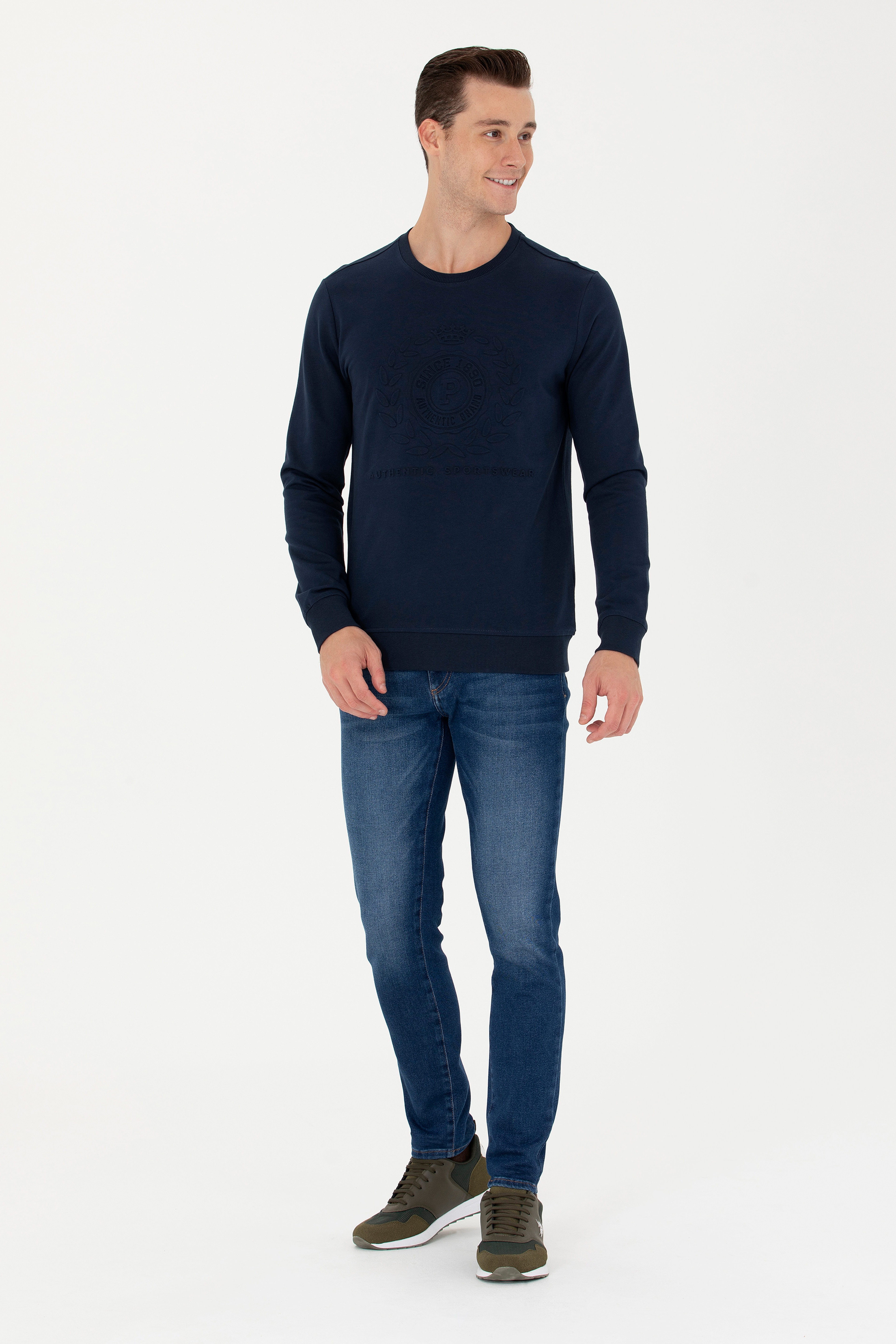 Erkek Lacivert Sweatshirt - Image 4