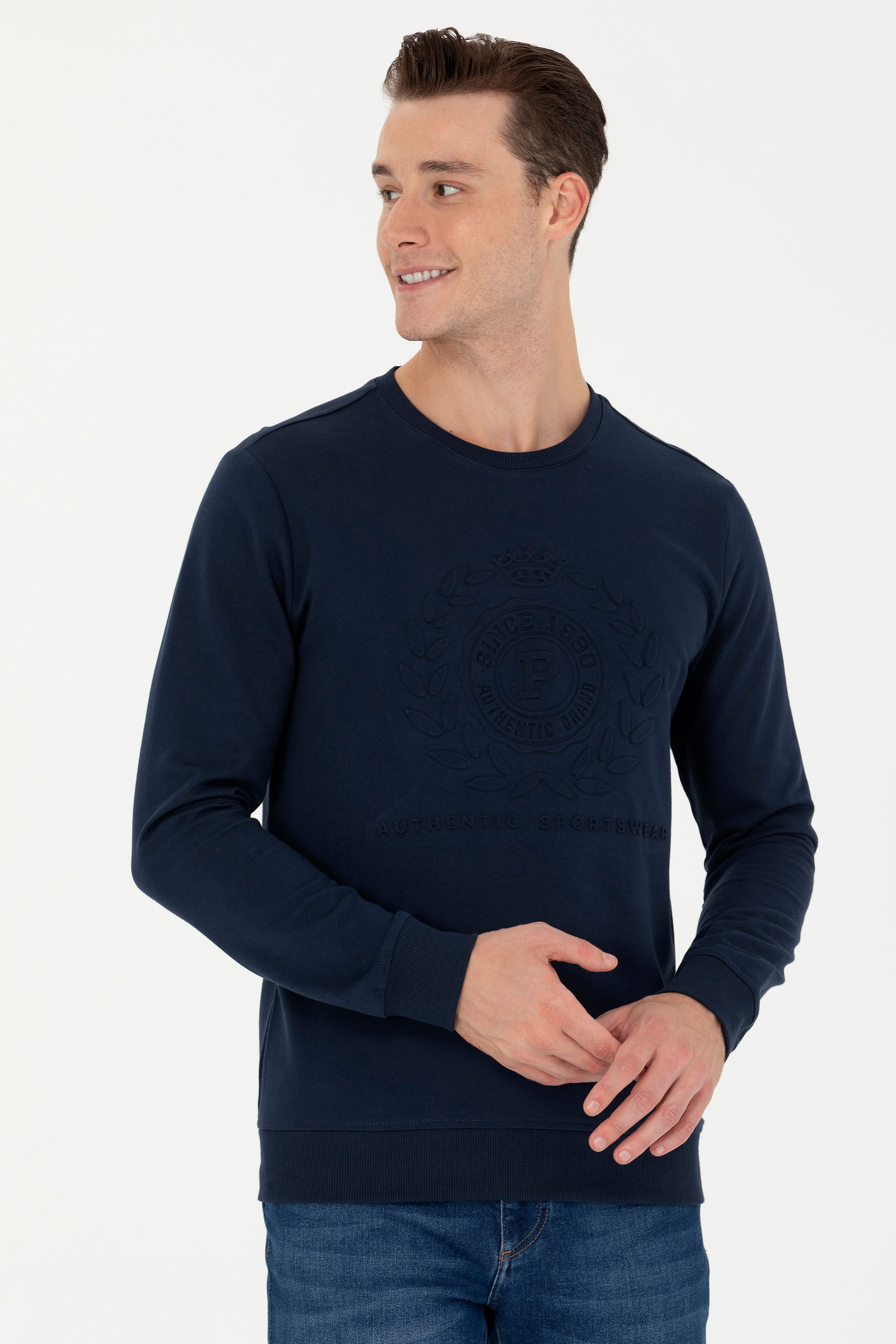 Erkek Lacivert Sweatshirt - Image 3