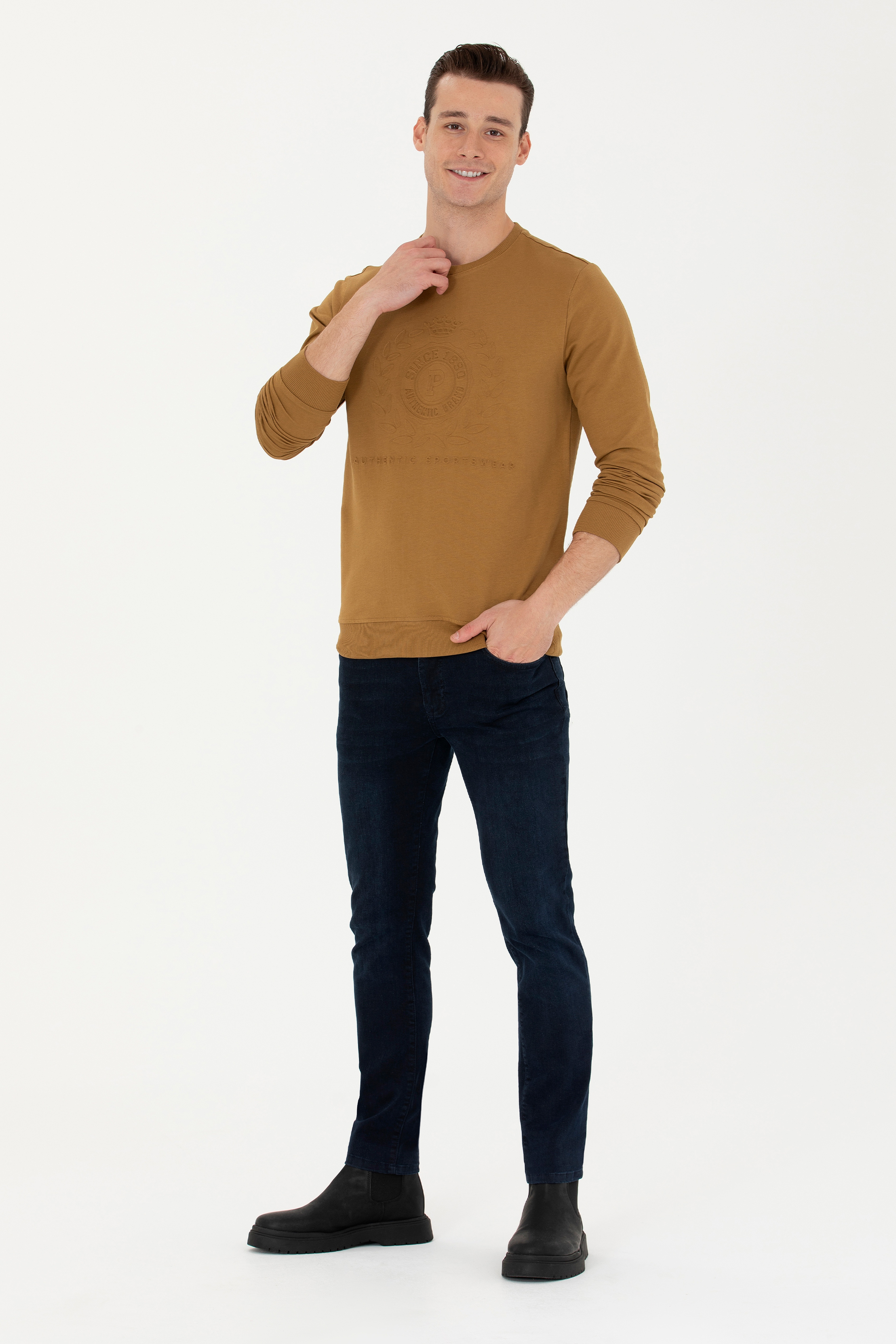 Erkek Açık Haki Sweatshirt - Image 4