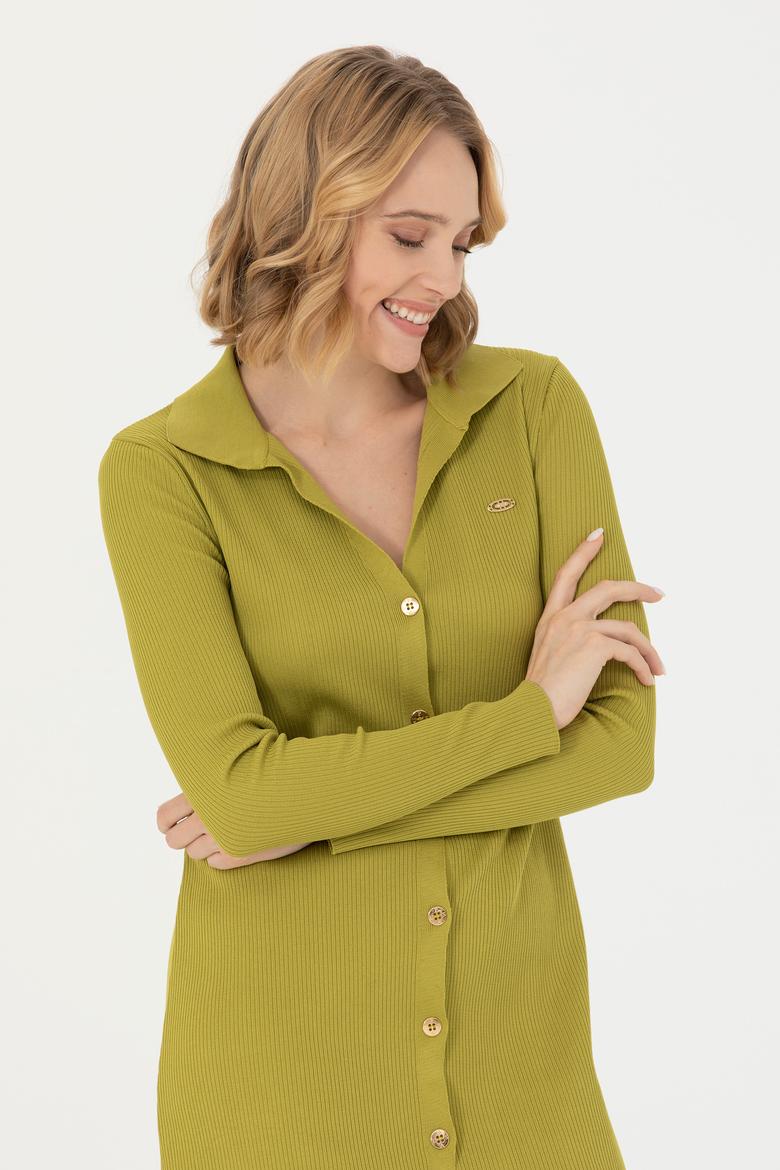 Kadın Fıstık Yeşili Triko Elbise - 50270456008