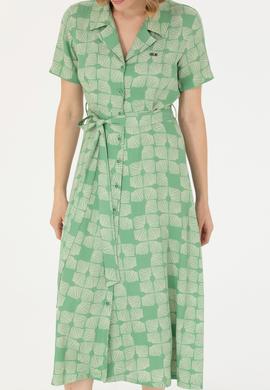 Kadın Yeşil Dokuma Elbise - 50262582017