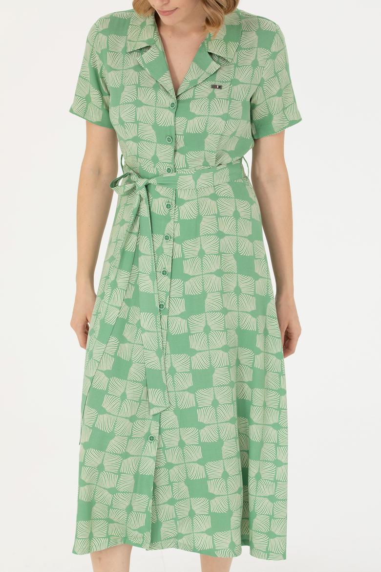 Kadın Yeşil Dokuma Elbise - 50262582017