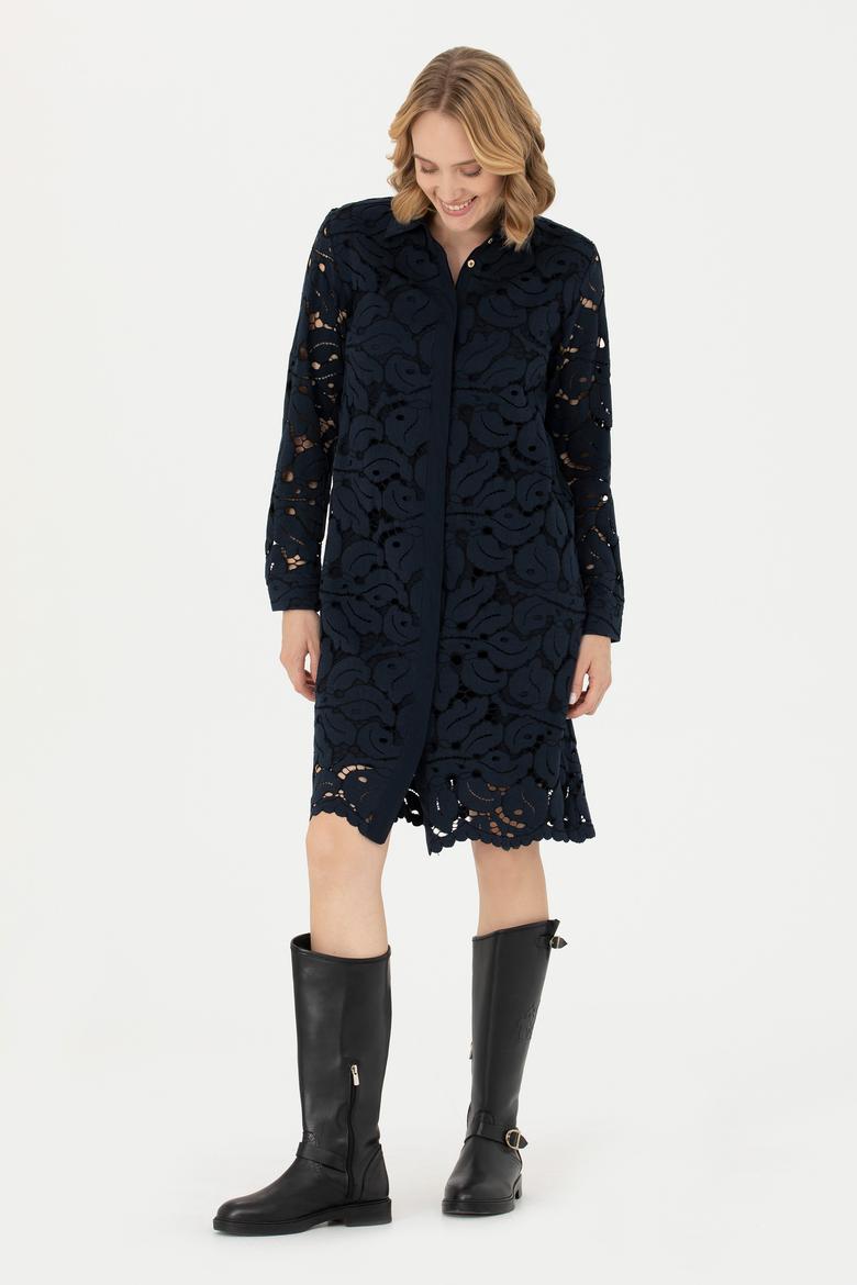 Kadın Lacivert Dokuma Elbise