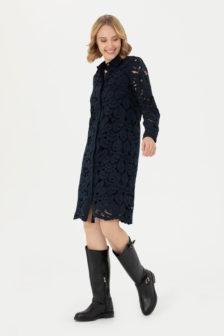 Kadın Lacivert Dokuma Elbise - 50271176005