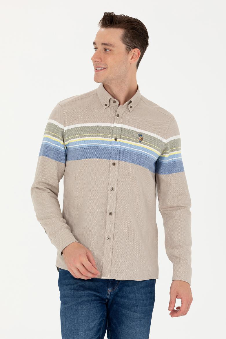 Erkek Açık Haki Uzun Kollu Gömlek - 50272500010