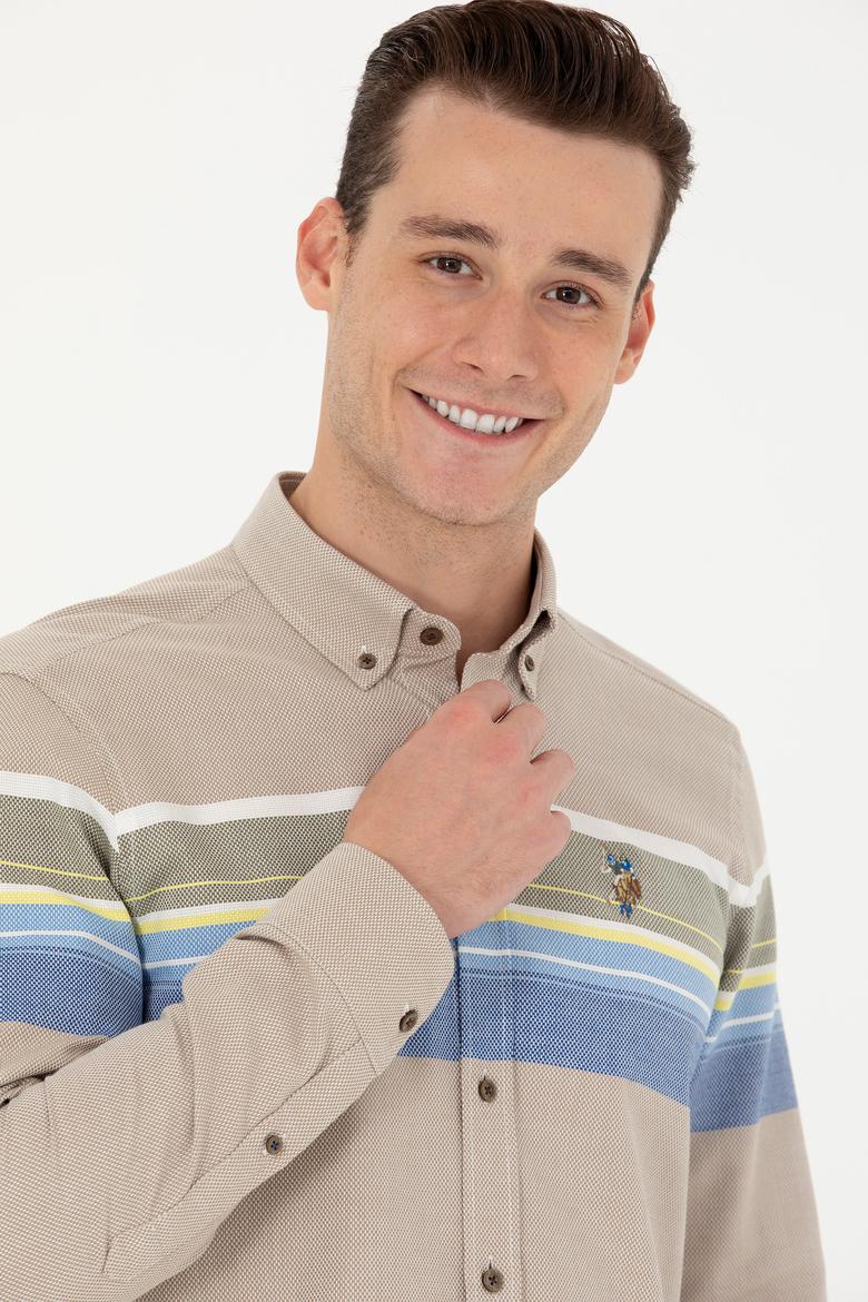 Erkek Açık Haki Uzun Kollu Gömlek - 50272500010