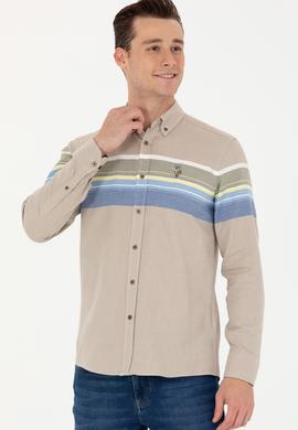 Erkek Açık Haki Uzun Kollu Gömlek - 50272500010
