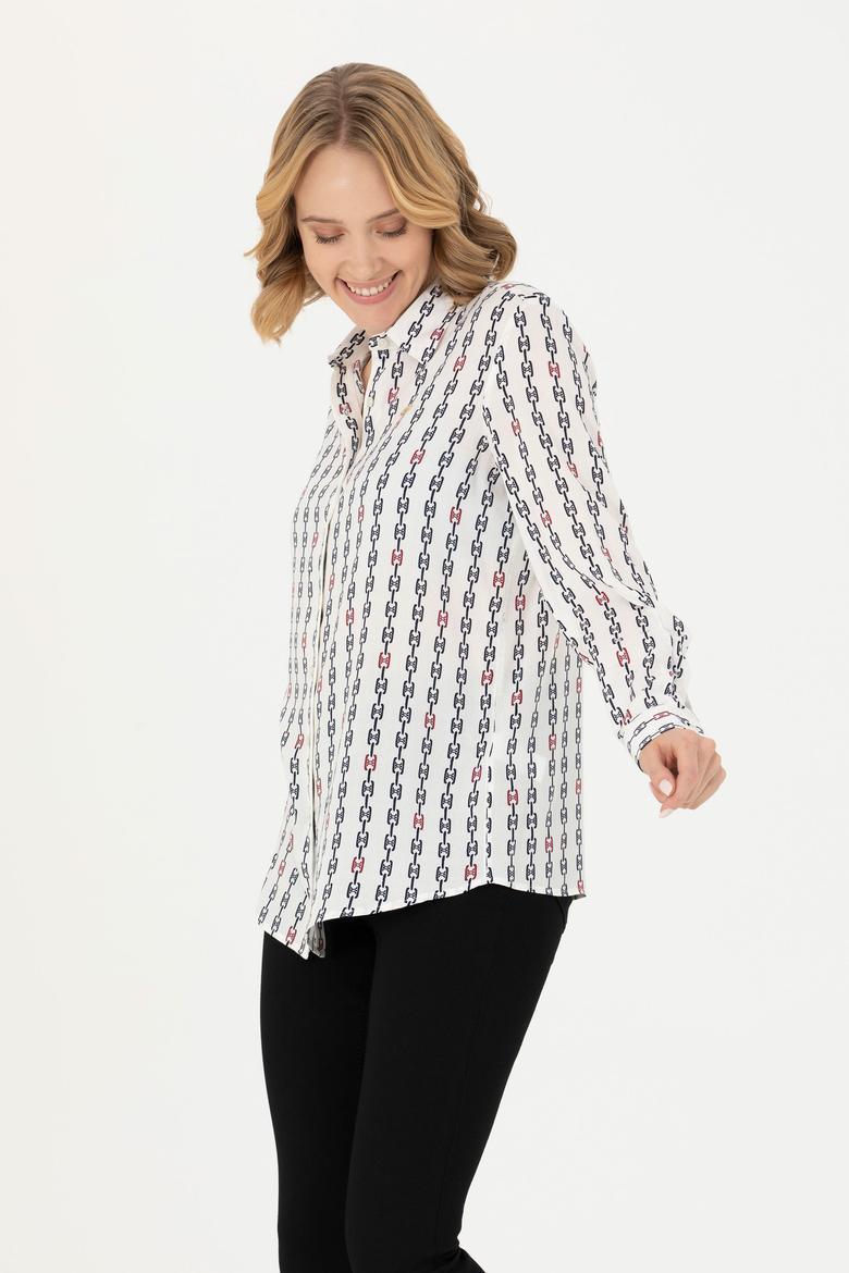 Kadın Ekru Uzun Kollu Gömlek - 50272925010