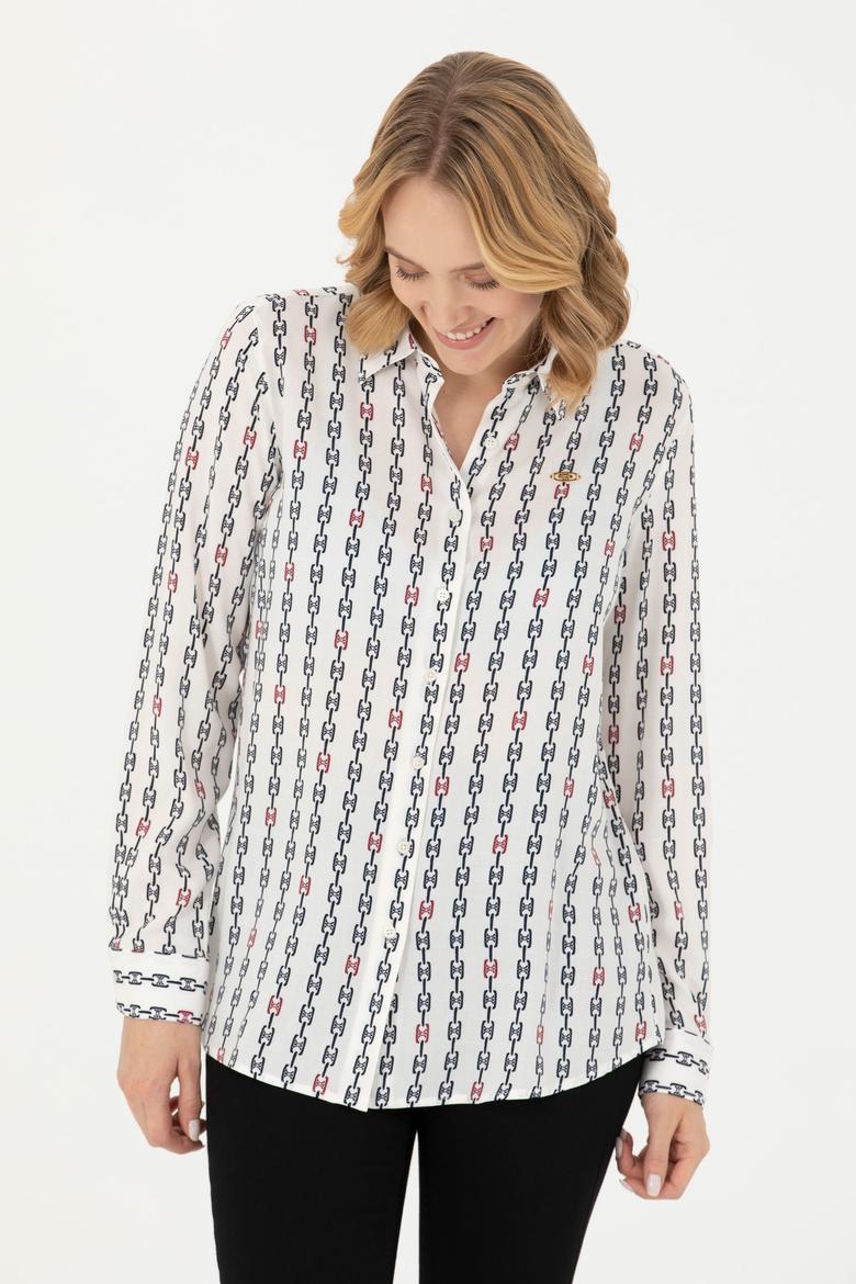 Kadın Ekru Uzun Kollu Gömlek