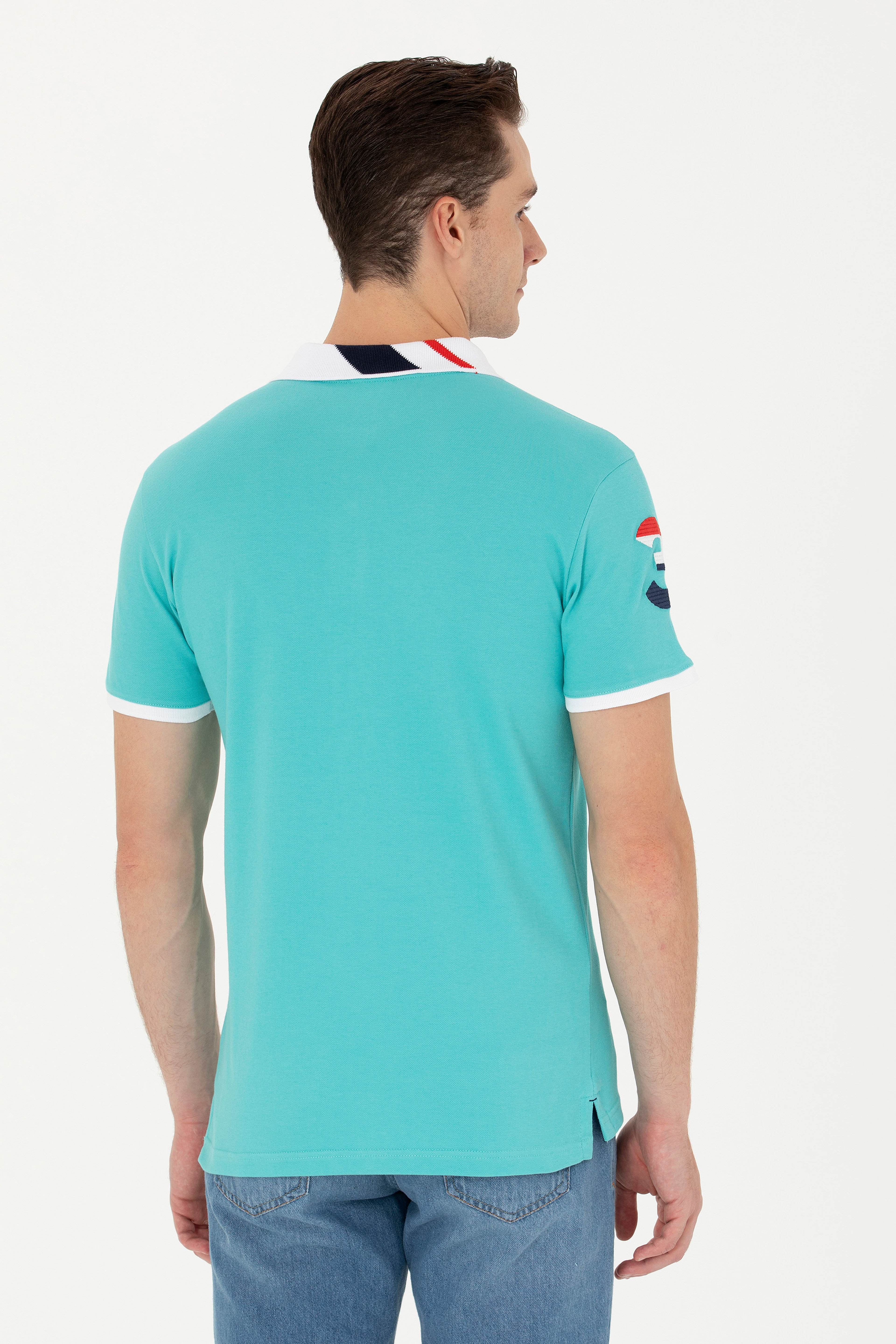 Erkek Mint Basic Polo Yaka Tişört - Image 5