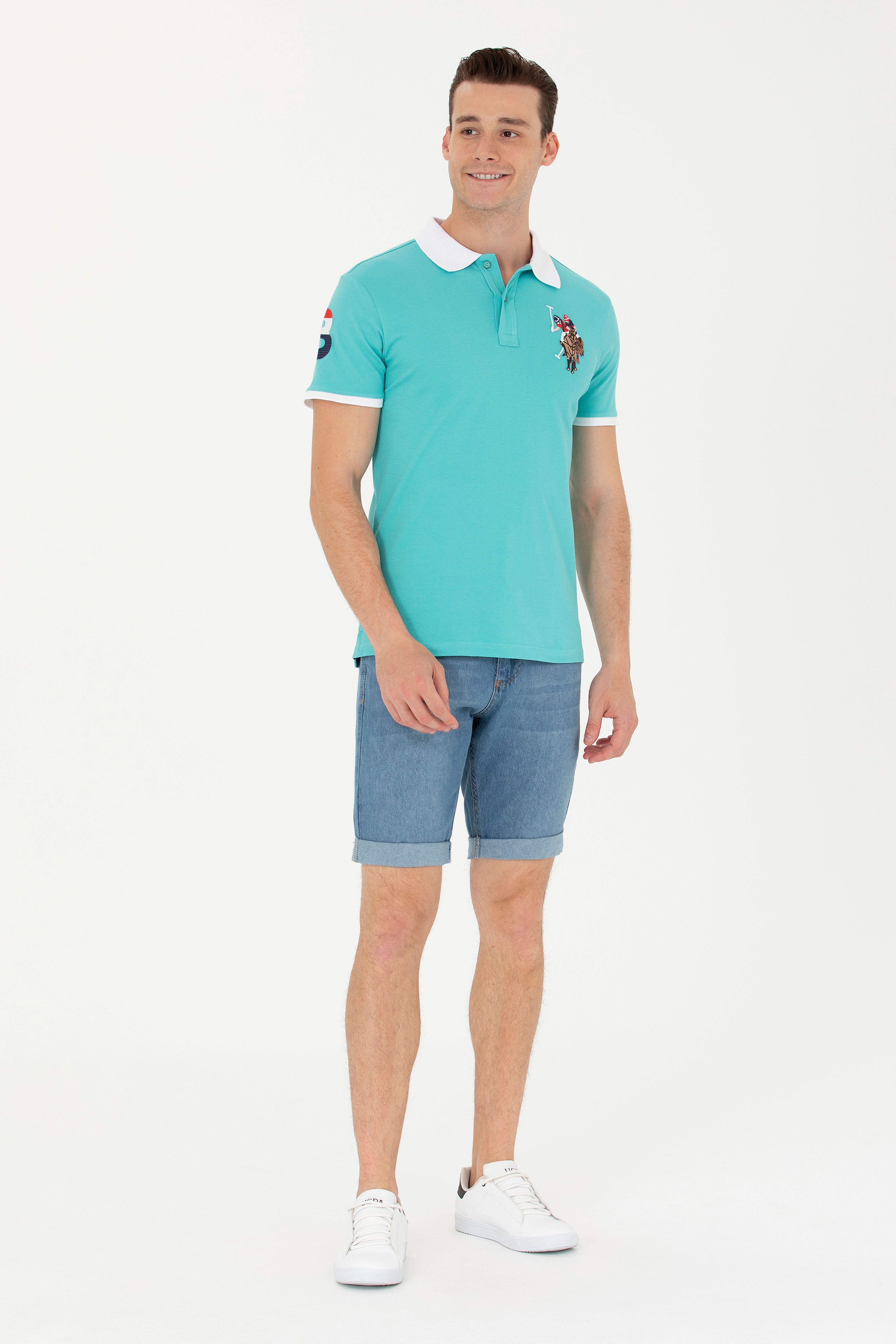 Erkek Mint Basic Polo Yaka Tişört - Image 4