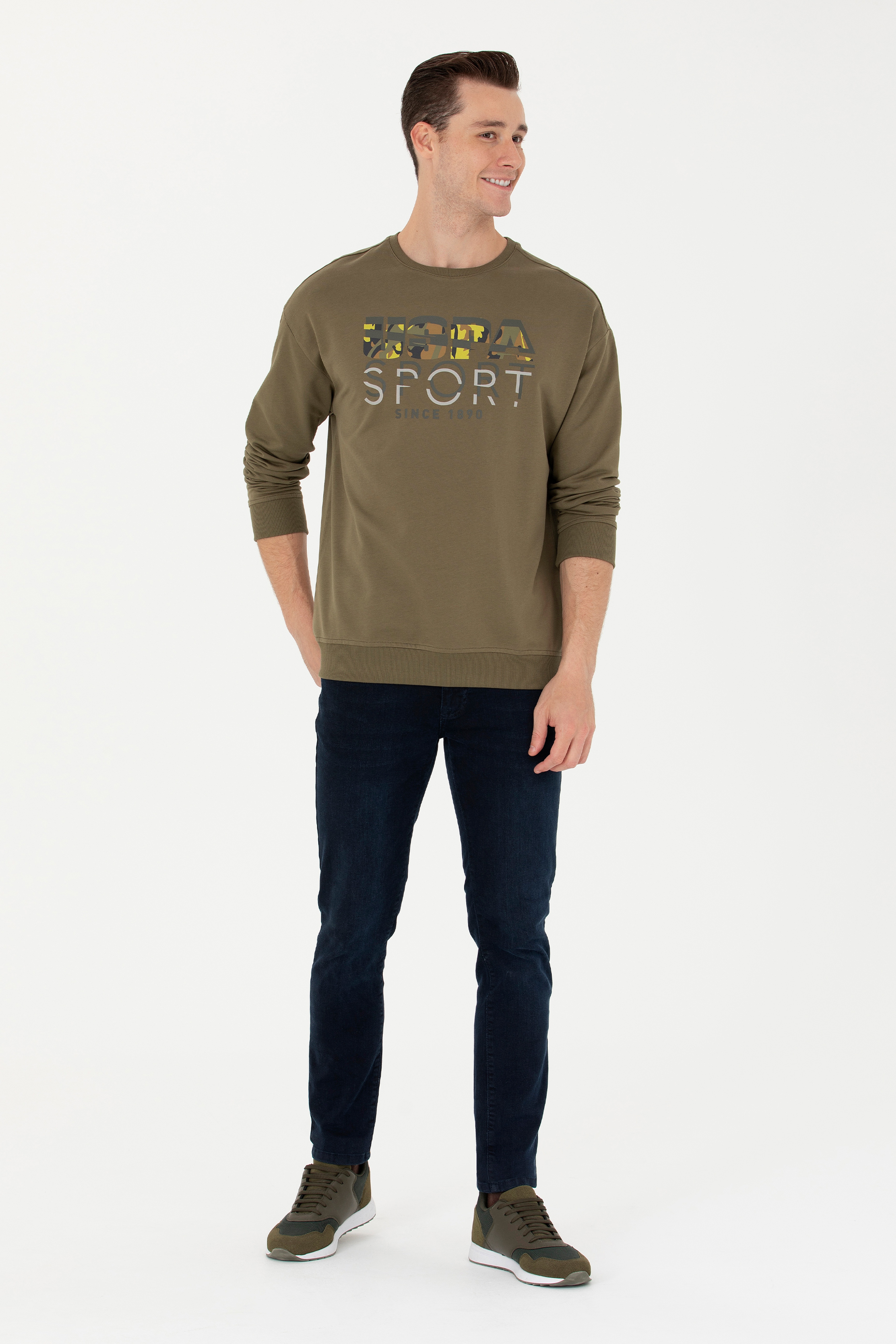 Erkek Haki Sweatshirt - Image 5